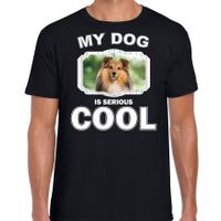 Sheltie honden t-shirt my dog is serious cool zwart voor heren - thumbnail