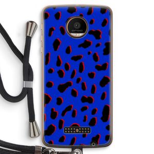 Blue Leopard: Motorola Moto Z Force Transparant Hoesje met koord