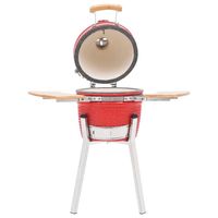 The Living Store Kamado Keramische BBQ - 33 cm - Rood - Incl - zijplanken - 27 cm grillrooster - Thermometer - thumbnail