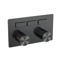 Brauer Gunmetal Carving - 3 Weg - Inbouwthermostaat - Drukknoppen - In/afbouwdelen - Gunmetal Geborsteld PVD