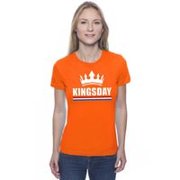 Oranje Kingsday met een kroon shirt dames - thumbnail