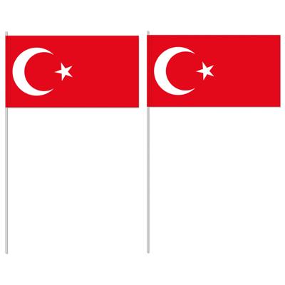Zwaaivlaggetjes Turkije - 50x - papier - 12x24 cm - vlag op stokje - feest