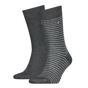 Tommy Hilfiger Men Small Stripe Sock Antraciet 2-Pack-47/49