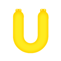 Opblaas letter U geel - thumbnail