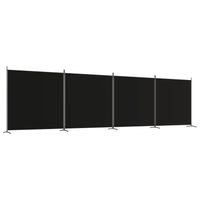 vidaXL Kamerscherm met 4 panelen 698x180 cm stof zwart - thumbnail