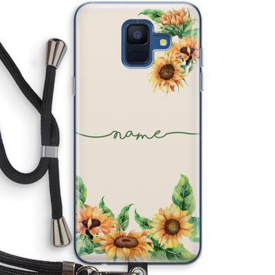 Zonnebloemen: Samsung Galaxy A6 (2018) Transparant Hoesje met koord