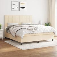 Boxspring met matras stof crèmekleurig 180x200 cm