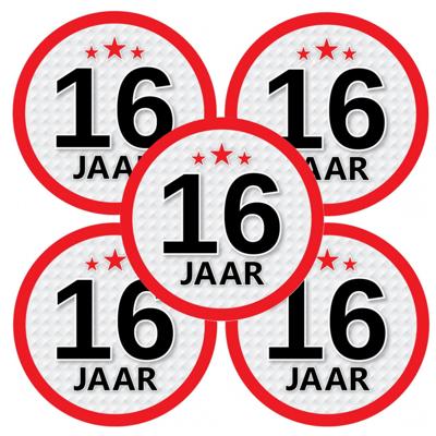 16 jaar leeftijd sticker - 10x - rond - Dia 15 cm - 16 jaar verjaardag - jubileum - leeftijd versier