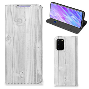 Samsung Galaxy S20 Plus Book Wallet Case White Wood