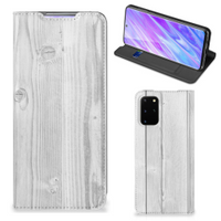 Samsung Galaxy S20 Plus Book Wallet Case White Wood