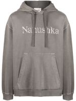 Nanushka hoodie en coton à logo brodé - Gris