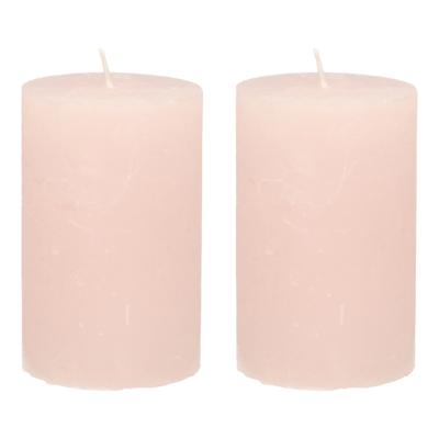 Stompkaars - 2x - licht roze - 5 x 8 cm - klein rustiek model - cilinderkaars - kaars