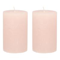 Stompkaars - 2x - licht roze - 5 x 8 cm - klein rustiek model - cilinderkaars - kaars