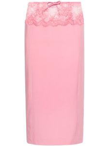 Blumarine jupe crayon à empiècement en dentelle - Rose