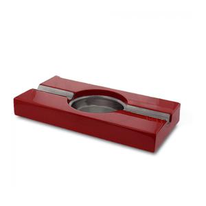 Sigaren asbak - rood - hout / metaal - 2 legger - 21 x 11 cm - sigarenhouder