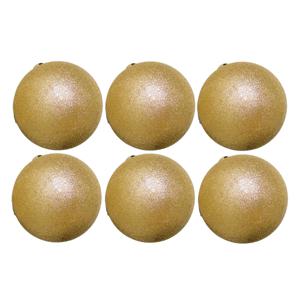 Kerstballen - 6x st - goud - glitter - 8 cm - kunststof - kerstversiering