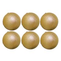 Kerstballen - 6x st - goud - glitter - 8 cm - kunststof - kerstversiering