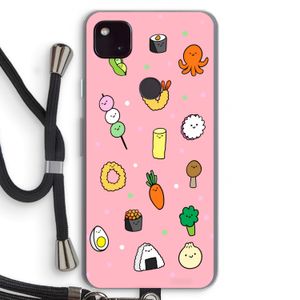 Happy bento friends: Pixel 4a 5G Transparant Hoesje met koord