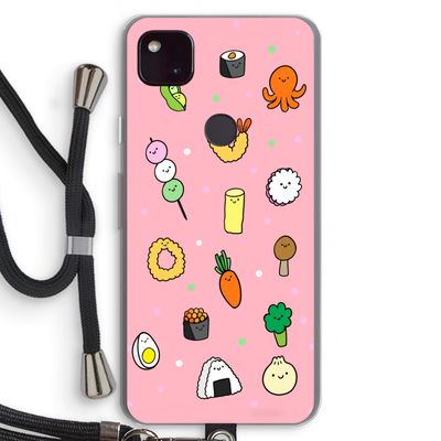 Happy bento friends: Pixel 4a 5G Transparant Hoesje met koord