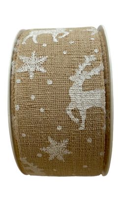 Verhaak decoratieband rendier print unisex 2 meter beige
