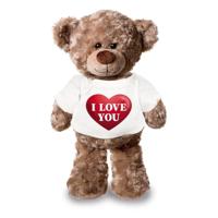 Knuffel teddybeer hartje - i love you - 43 cm - pluche - met shirt