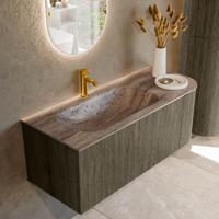 Badmeubel Mondiaz Kurve-Dlux | 115 cm | Meubelkleur Shadow | Wastafelkleur Oza | Solid surface | Wasbak linker zijde spoelbak | 1 kraangat