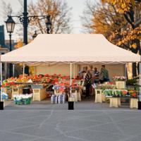 Gazebo van 3 x 6 m met Draagtas Opvouwbaar Gazebo In Hoogte Verstelbare Partytent Tuinprieel Beige