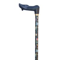 Classic Canes Verstelbare wandelstok - Zwart - Bloemen - Linkshandig - Ergonomisch handvat - Lengte 75 - 99 cm - thumbnail