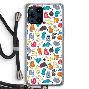 Kleurrijke katten: Oppo Find X3 Pro Transparant Hoesje met koord