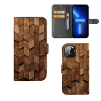 Book Style Case voor iPhone 13 Pro Max Wooden Cubes