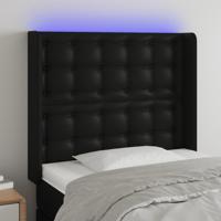 Hoofdbord LED 93x16x118/128 cm kunstleer zwart