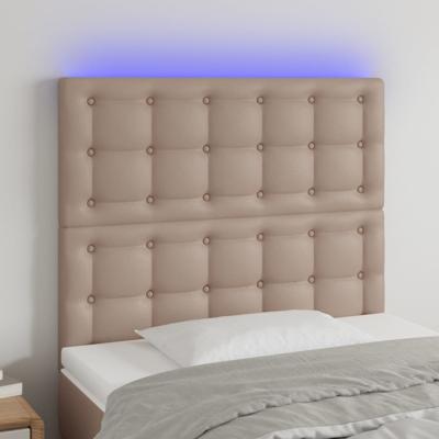 Hoofdbord LED 90x5x118/128 cm kunstleer cappuccinokleurig
