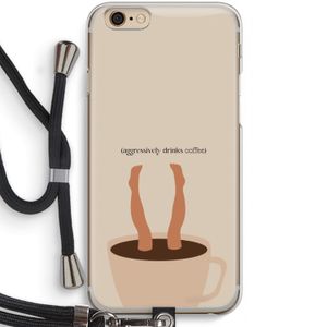 Aggressively drinks coffee: iPhone 6 / 6S Transparant Hoesje met koord