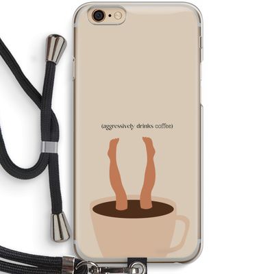 Aggressively drinks coffee: iPhone 6 / 6S Transparant Hoesje met koord