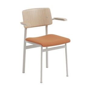 Muuto Loft eetkamerstoel met armleuning gestoffeerd oranje