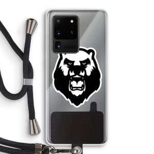 Angry Bear (white): Samsung Galaxy S20 Ultra Transparant Hoesje met koord
