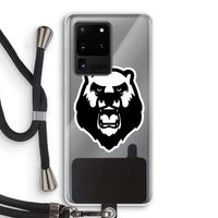 Angry Bear (white): Samsung Galaxy S20 Ultra Transparant Hoesje met koord