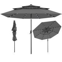 3-Laags Parasol met Slinger Aan Beide Zijden 30° Kantelbare Tuinscherm Terrasparasol Grijs