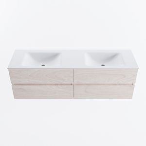 MONDIAZ VICA 160cm badmeubel onderkast Underlayment 4 lades. Wastafel CLOUD dubbel 2 kraangaten, kleur Talc.