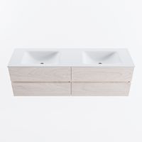 MONDIAZ VICA 160cm badmeubel onderkast Underlayment 4 lades. Wastafel CLOUD dubbel 2 kraangaten, kleur Talc.