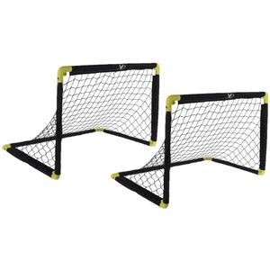 Set van 2x stuks voetbalgoals/voetbaldoelen uitklapbaar 90 x 59 cm