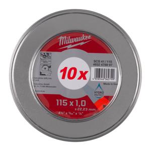 Milwaukee Cut.W Pro+ SCS 41 115 x 1.0 mm MetalBox - 10 pcs Doorslijpschijf metaal PRO+ SCS41 115 x 1 mm dun 10 stuks in metal box - 4932478997