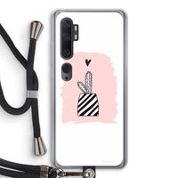 Zwart-wit cactus: Xiaomi Mi Note 10 Transparant Hoesje met koord