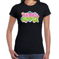 Hawaii summer t-shirt zwart voor dames - thumbnail