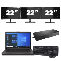 HP 240 G8 - Intel Core i3-10e Generatie - 14 inch - 8GB RAM - 256GB SSD - Windows 11 Home + 3x 22 inch Monitor