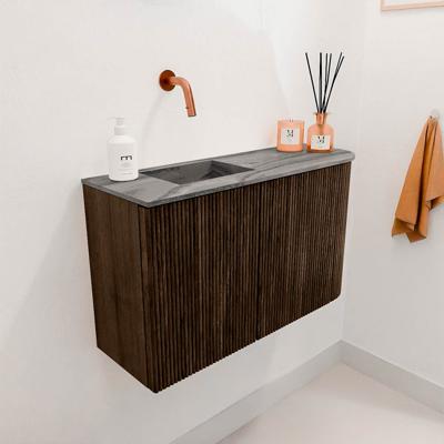 Toiletmeubel Mondiaz Joya Dlux | 71.6 cm | Meubelkleur Walnut | Faye wastafel Sombra Wasbak Links | Zonder kraangat(en)