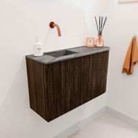 Toiletmeubel Mondiaz Joya Dlux | 71.6 cm | Meubelkleur Walnut | Faye wastafel Sombra Wasbak Links | Zonder kraangat(en)