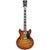 D&apos;Angelico Premier Mini DC Dark Iced Tea Burst Stopbar semi-akoestische gitaar met gigbag