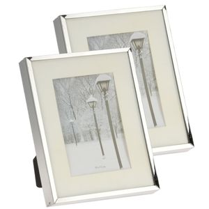 Set van 2x stuks fotolijstje/fotoframe 17 x 22 cm met zilver metalen rand