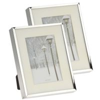 Set van 2x stuks fotolijstje/fotoframe 17 x 22 cm met zilver metalen rand - thumbnail